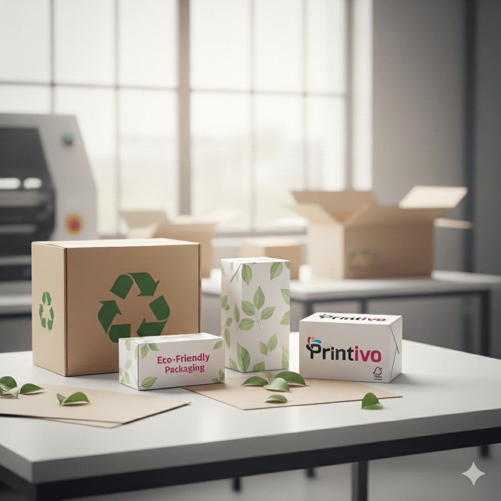 Emballages carton recyclables et icons écologiques