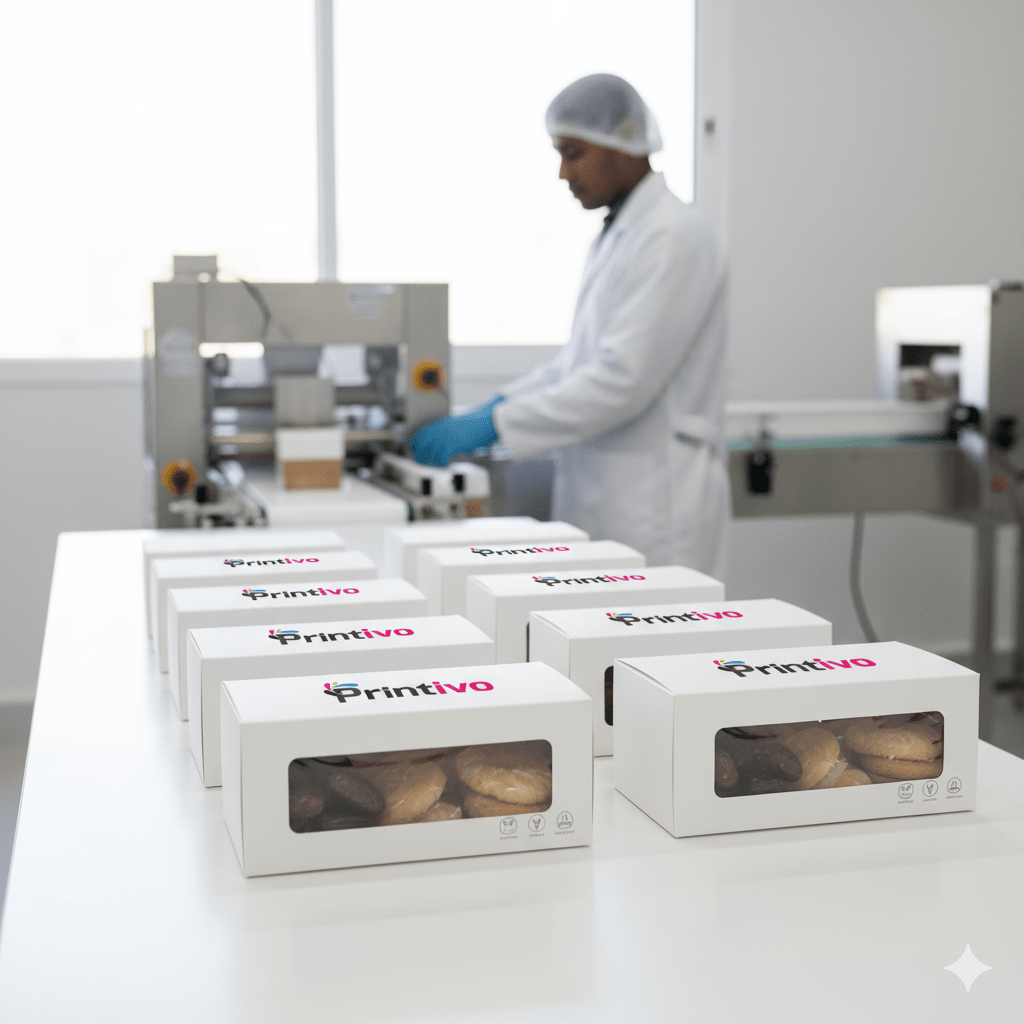 Palettes de boîtes en carton alimentaire prêtes à l’expédition chez Printivo