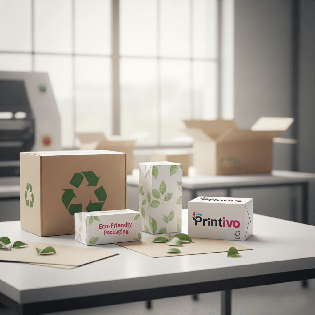 Emballages carton recyclables et icons écologiques