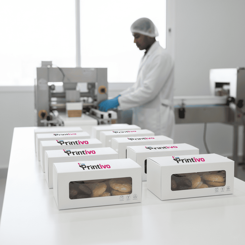 Palettes de boîtes en carton alimentaire prêtes à l’expédition chez Printivo